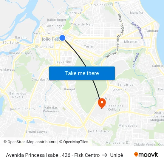 Avenida Princesa Isabel, 426 - Fisk Centro to Unipê map