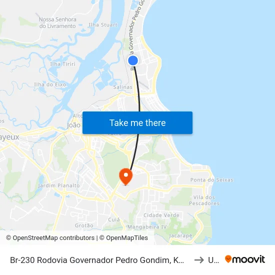 Br-230 Rodovia Governador Pedro Gondim, Km 12,6 Leste - Jacaúna Decorações to Unipê map