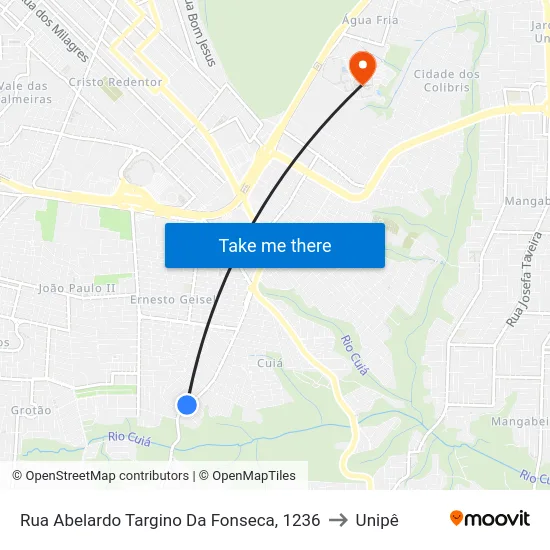 Rua Abelardo Targino Da Fonseca, 1236 to Unipê map