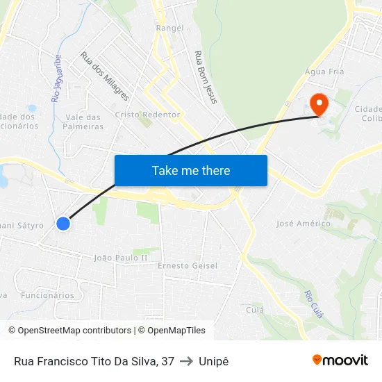 Rua Francisco Tito Da Silva, 37 to Unipê map