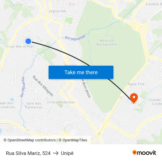 Rua Silva Mariz, 524 to Unipê map