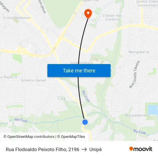 Rua Flodoaldo Peixoto Filho, 2196 to Unipê map