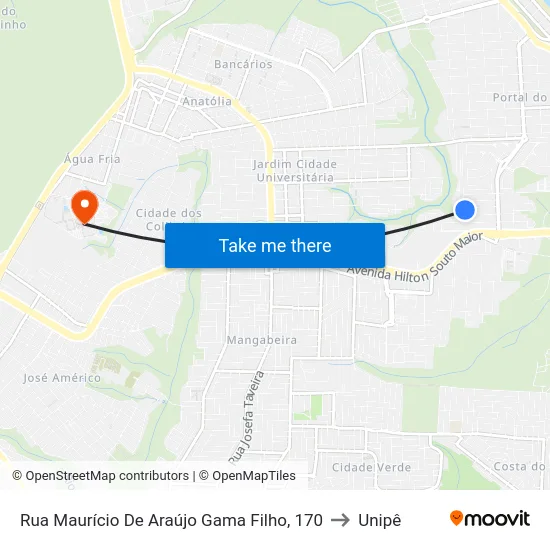 Rua Maurício De Araújo Gama Filho, 170 to Unipê map