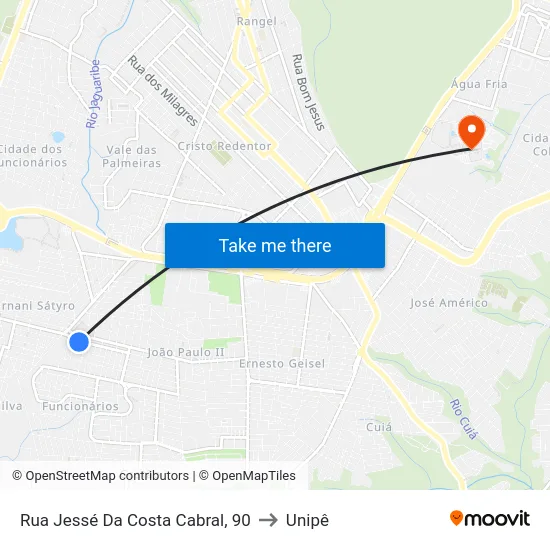 Rua Jessé Da Costa Cabral, 90 to Unipê map