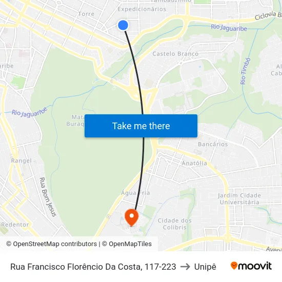 Rua Francisco Florêncio Da Costa, 117-223 to Unipê map