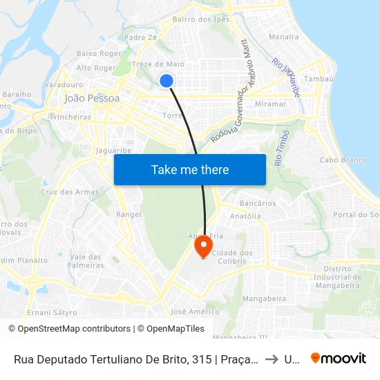 Rua Deputado Tertuliano De Brito, 315 | Praça Assis Chateaubriand to Unipê map