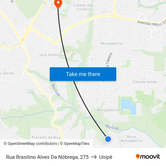 Rua Brasilino Alves Da Nóbrega, 275 to Unipê map