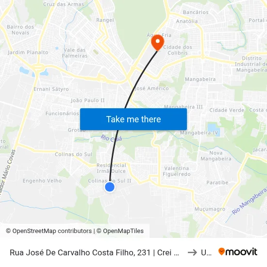 Rua José De Carvalho Costa Filho, 231 | Crei Maria Do Socorro Rodrigues to Unipê map