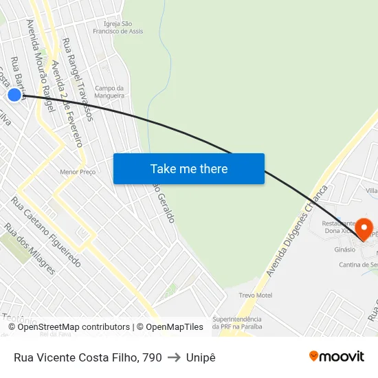 Rua Vicente Costa Filho, 790 to Unipê map