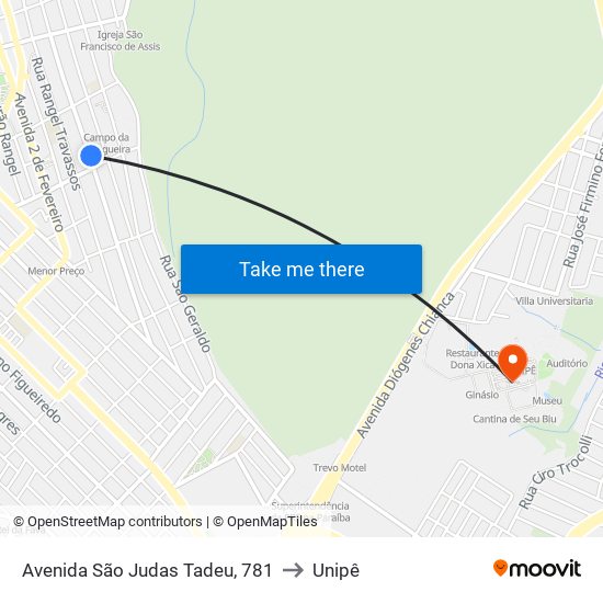 Avenida São Judas Tadeu, 781 to Unipê map