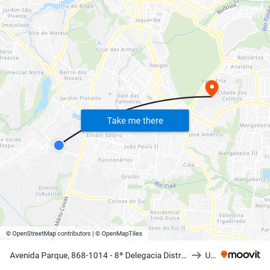 Avenida Parque, 868-1014 - 8ª Delegacia Distrital - Distrito Industrial (Sentido Centro) to Unipê map