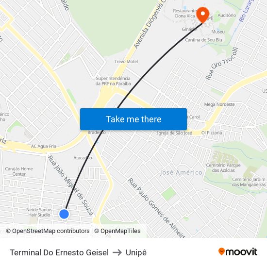 Terminal Do Ernesto Geisel to Unipê map