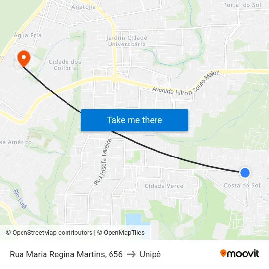Rua Maria Regina Martins, 656 to Unipê map