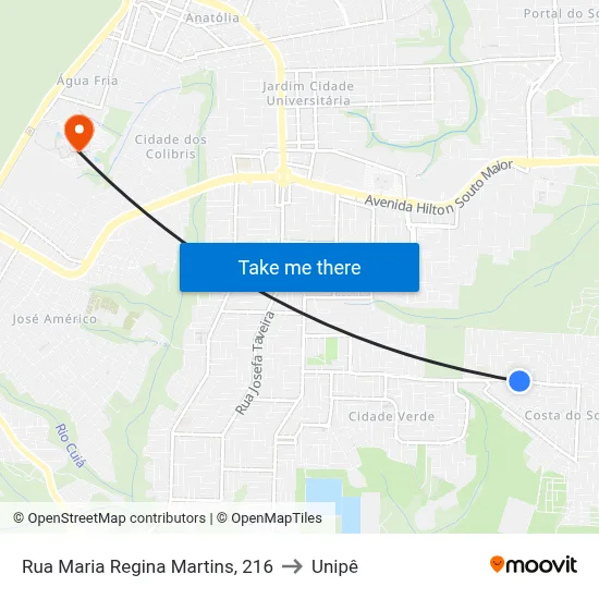 Rua Maria Regina Martins, 216 to Unipê map