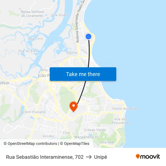 Rua Sebastião Interaminense, 702 to Unipê map