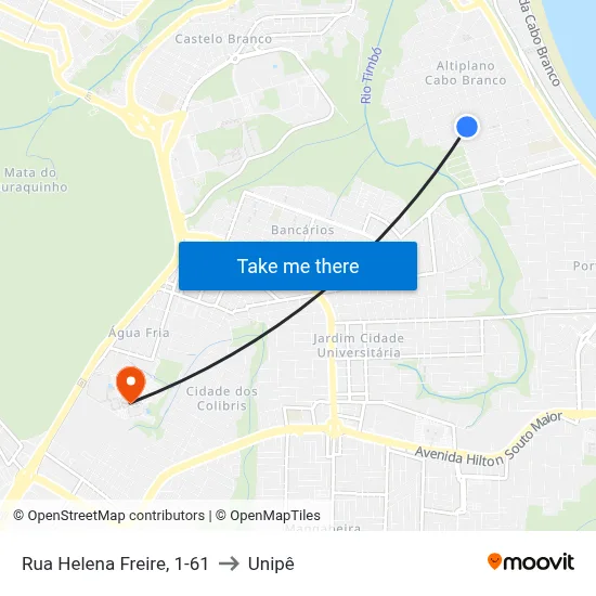 Rua Helena Freire, 1-61 to Unipê map