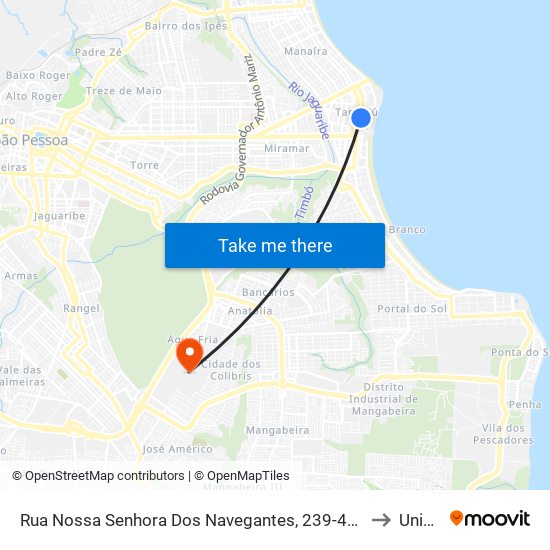 Rua Nossa Senhora Dos Navegantes, 239-463 to Unipê map