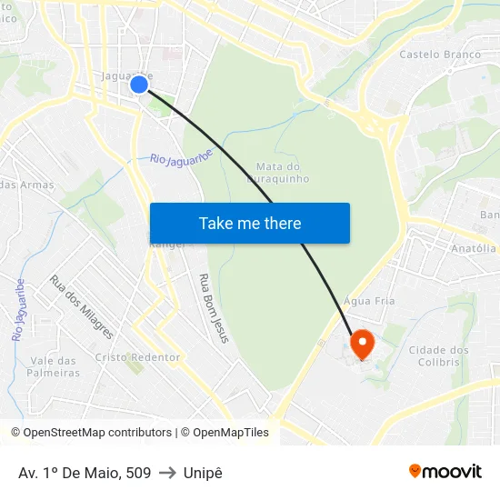 Av. 1º De Maio, 509 to Unipê map