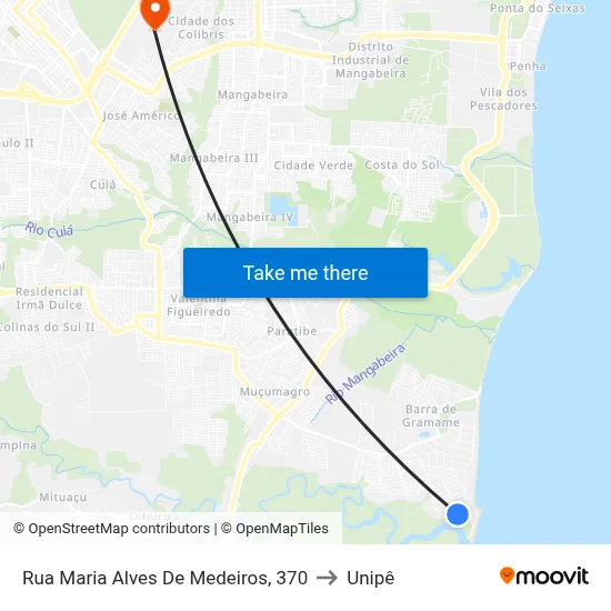 Rua Maria Alves De Medeiros, 370 to Unipê map