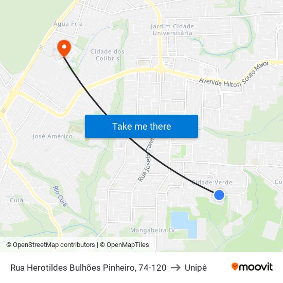 Rua Herotildes Bulhões Pinheiro, 74-120 to Unipê map