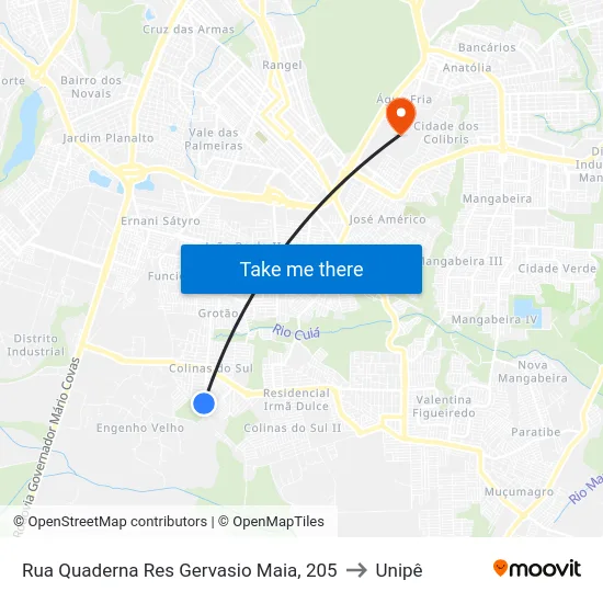 Rua Quaderna Res Gervasio Maia, 205 to Unipê map