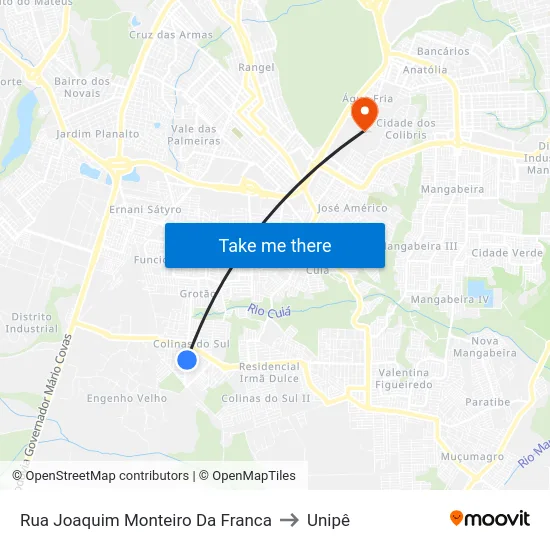 Rua Joaquim Monteiro Da Franca to Unipê map