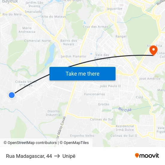 Rua Madagascar, 44 to Unipê map