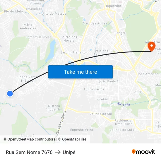 Rua Sem Nome 7676 to Unipê map