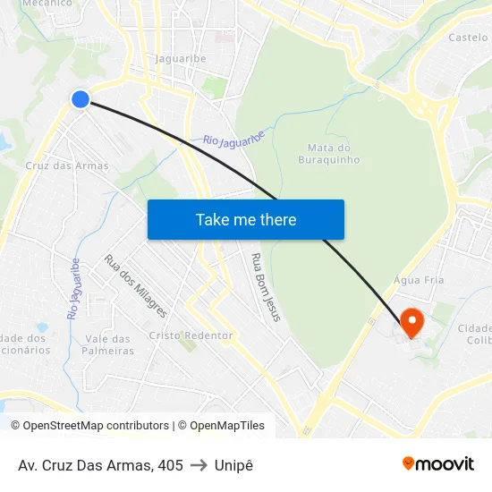 Av. Cruz Das Armas, 405 to Unipê map