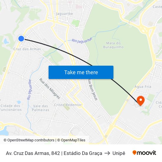 Av. Cruz Das Armas, 842 | Estádio Da Graça to Unipê map