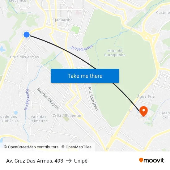Av. Cruz Das Armas, 493 to Unipê map