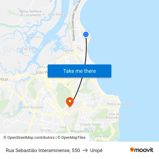 Rua Sebastião Interaminense, 550 to Unipê map