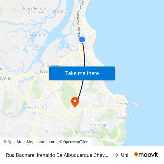 Rua Bacharel Irenaldo De Albuquerque Chaves, 165-241 to Unipê map