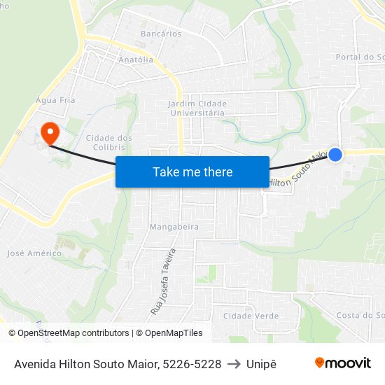 Avenida Hilton Souto Maior, 5226-5228 to Unipê map