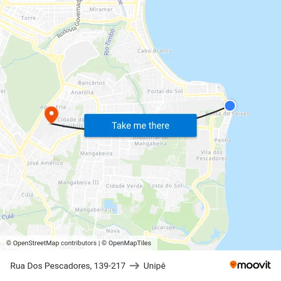 Rua Dos Pescadores, 139-217 to Unipê map