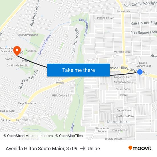 Avenida Hílton Souto Maior, 3709 to Unipê map
