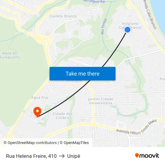 Rua Helena Freire, 410 to Unipê map