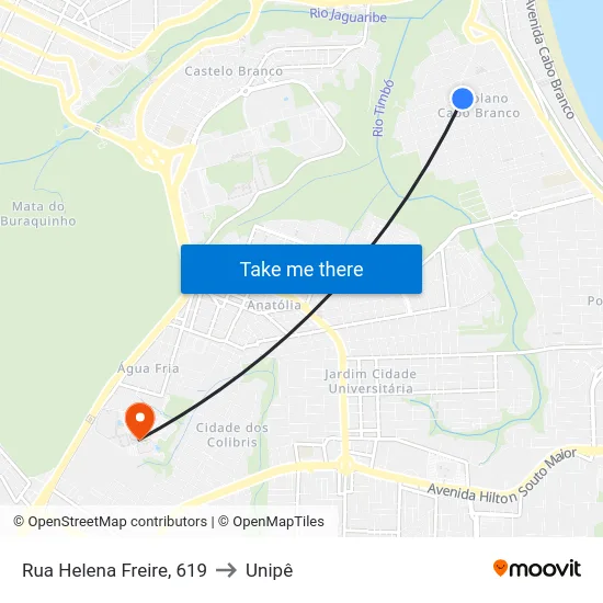 Rua Helena Freire, 619 to Unipê map