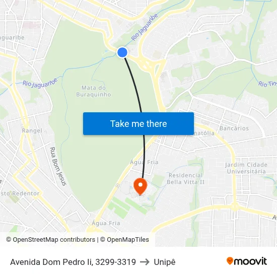 Avenida Dom Pedro Ii, 3299-3319 to Unipê map