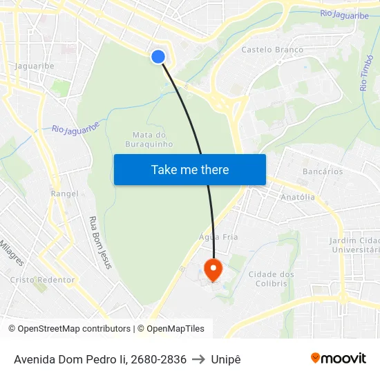 Avenida Dom Pedro Ii, 2680-2836 to Unipê map