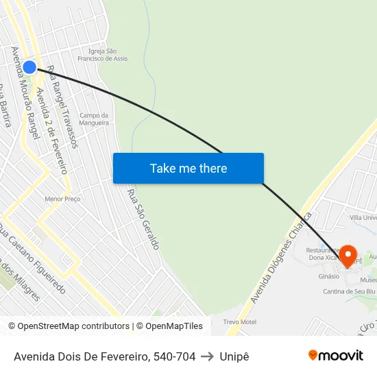 Avenida Dois De Fevereiro, 540-704 to Unipê map