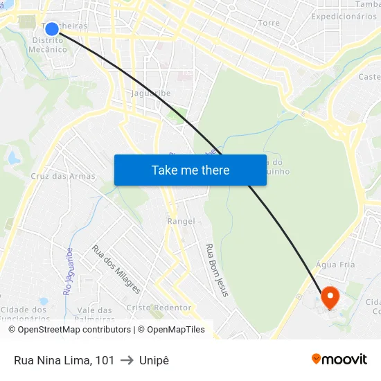 Rua Nina Lima, 101 to Unipê map