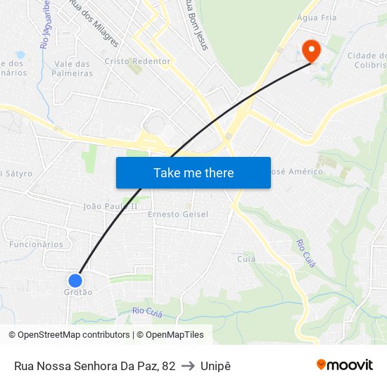 Rua Nossa Senhora Da Paz, 82 to Unipê map