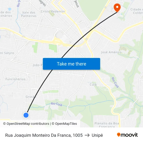 Rua Joaquim Monteiro Da Franca, 1005 to Unipê map