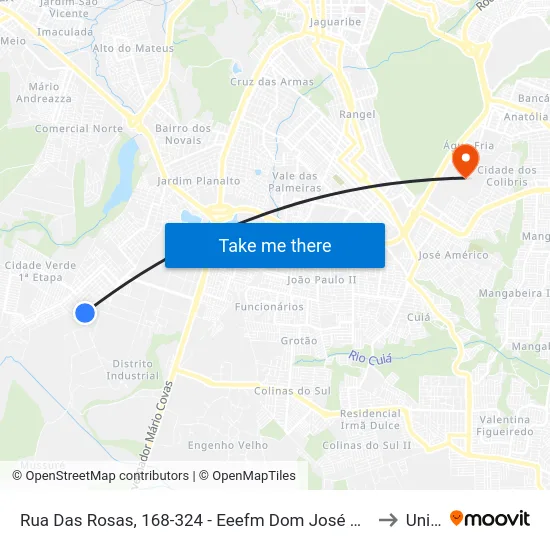 Rua Das Rosas, 168-324 - Eeefm Dom José Maria Pires to Unipê map