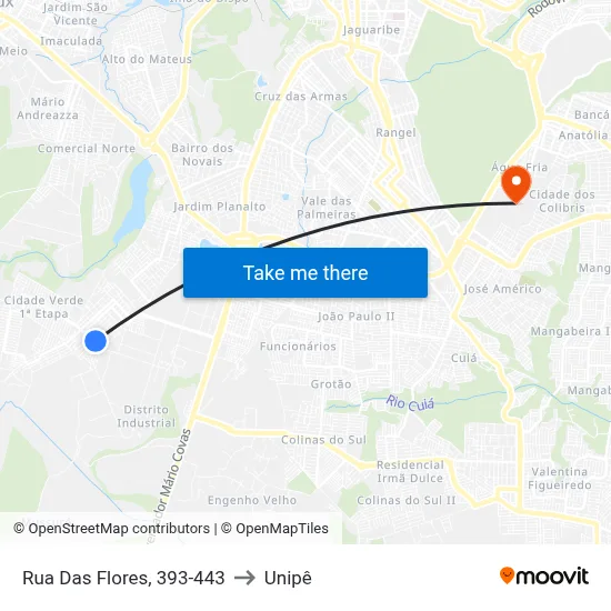 Rua Das Flores, 393-443 to Unipê map