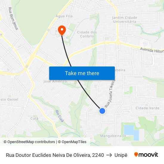 Rua Doutor Euclides Neiva De Oliveira, 2240 to Unipê map