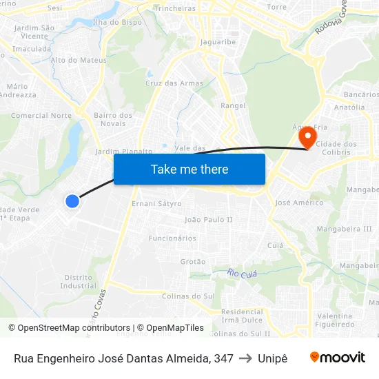Rua Engenheiro José Dantas Almeida, 347 to Unipê map
