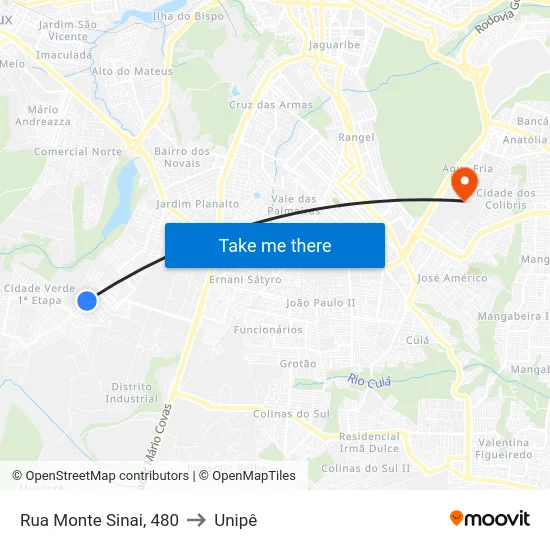 Rua Monte Sinai, 480 to Unipê map