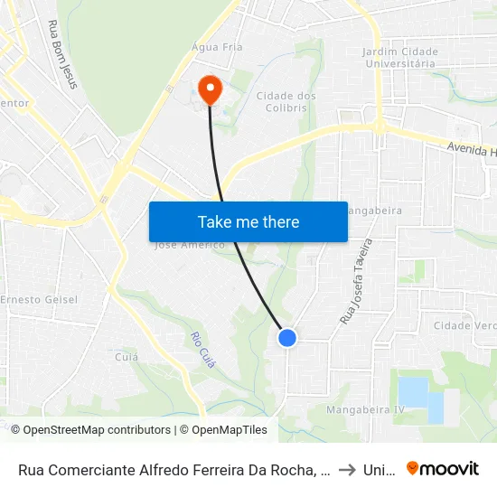 Rua Comerciante Alfredo Ferreira Da Rocha, 2240 to Unipê map